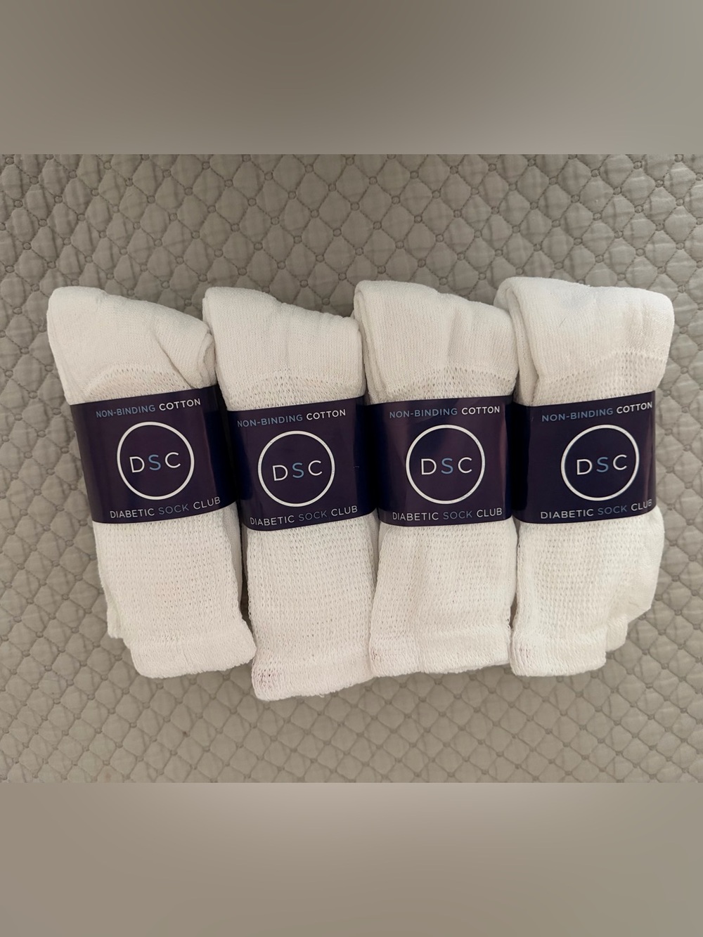 NWT- Men's (unisex)White Diabetic Crew Socks - 4 packs with 3 pair in each pack
